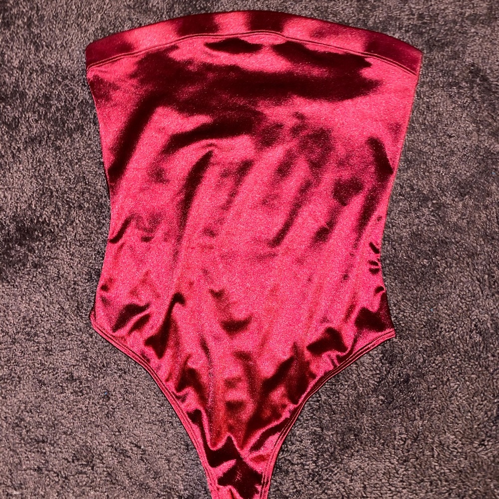 red satin bodysuit